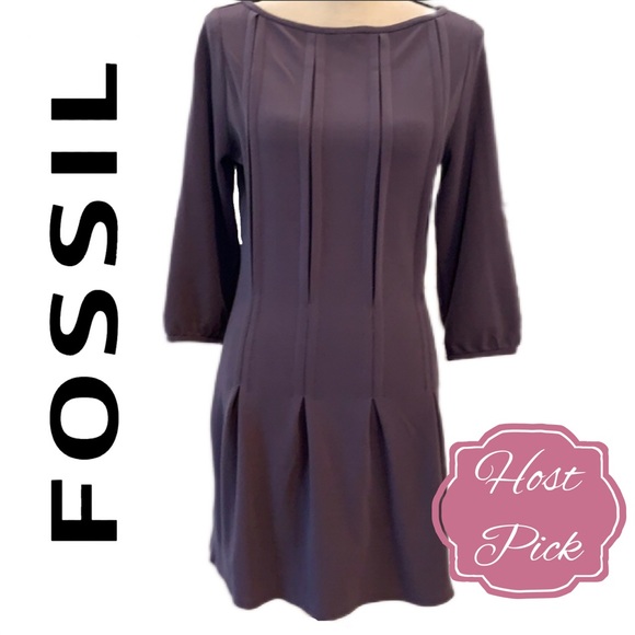Fossil Dresses & Skirts - Fossil ~ Pleated Drop Waist Dress in Eggplant